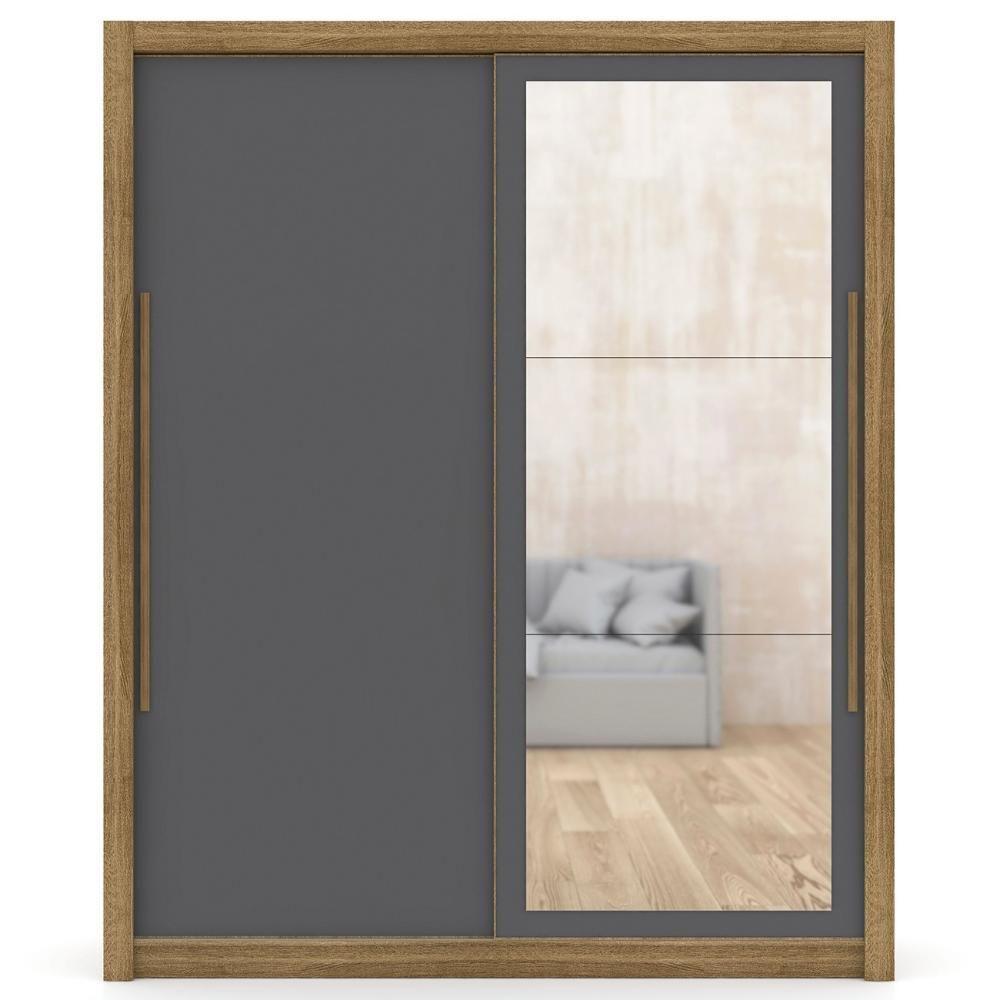 Guarda Roupa Solteiro Flex Com Espelho Dubai Nature/camarim - Vila Rica - 9