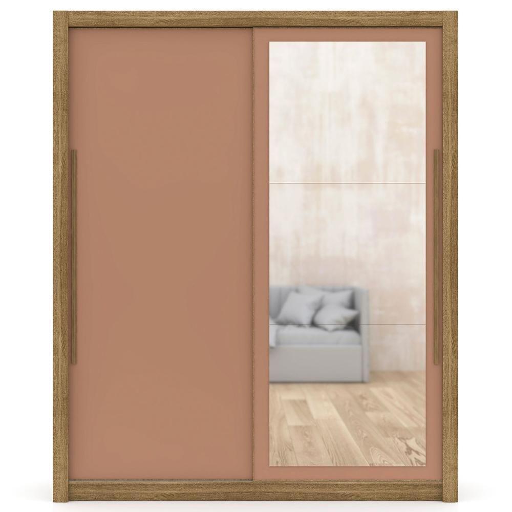 Guarda Roupa Solteiro Flex Com Espelho Dubai Nature/camarim - Vila Rica - 10