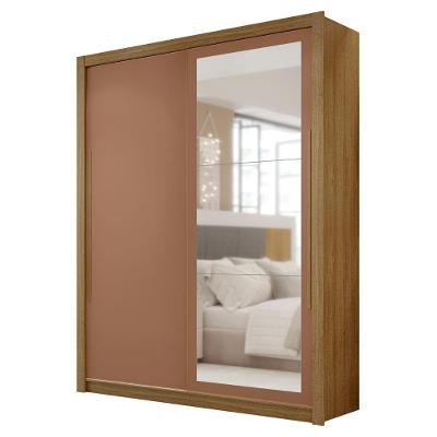 Guarda Roupa Solteiro Flex Com Espelho Dubai Nature/camarim - Vila Rica