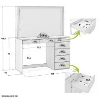 Penteadeira Ditália 7 Gavetas Com Cadeira + Kit Luz Pe-50