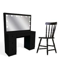 Penteadeira Ditália 7 Gavetas Com Cadeira + Kit Luz Pe-80 Preto - 1