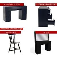 Penteadeira Ditália 7 Gavetas Com Cadeira + Kit Luz Pe-80 Preto - 8