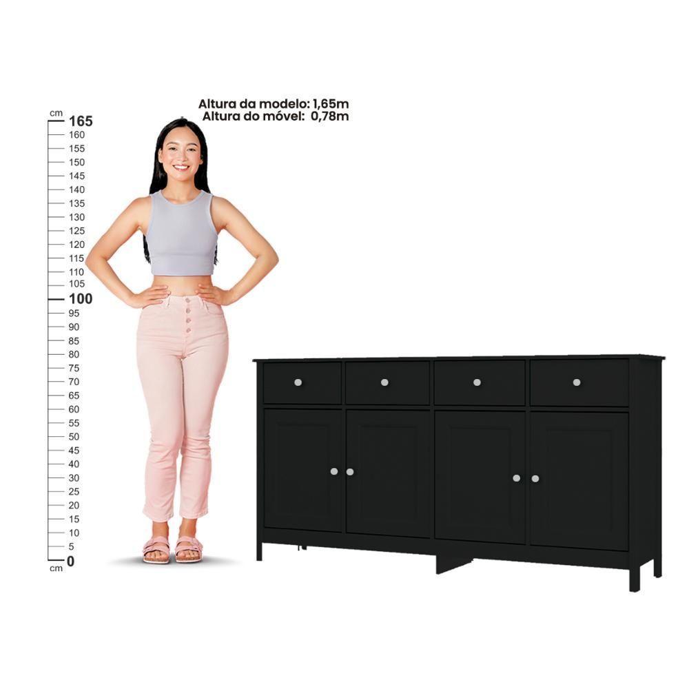 Cristaleira + Aparador Ditália + Kit Luz E-962 + R-626 Preto - 7