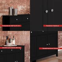 Cristaleira + Aparador Buffet Ditália E-962 + R-626 Preto - 8