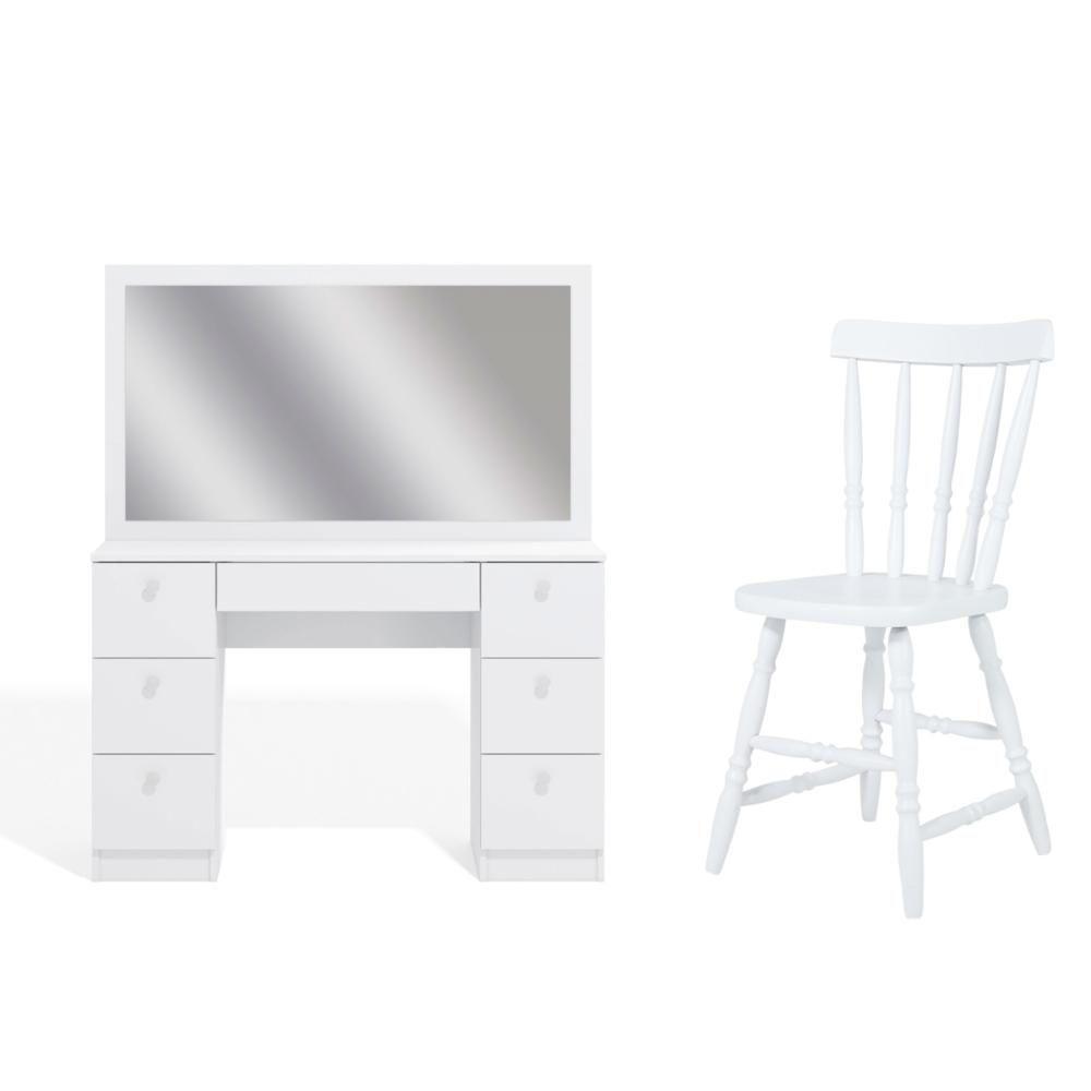 Penteadeira Ditália 7 Gavetas Com Cadeira Pe-80 Branco - 1