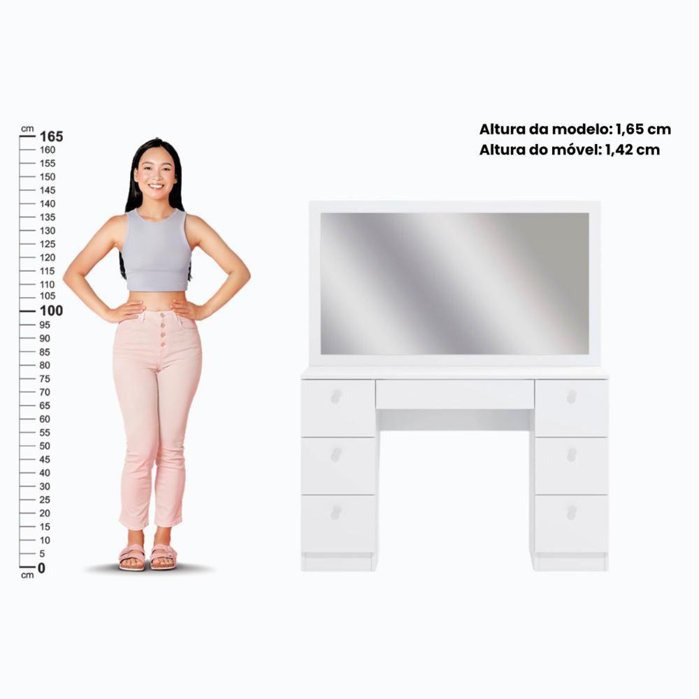 Penteadeira Ditália 7 Gavetas Com Cadeira Pe-80 Branco - 5