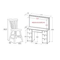Penteadeira Ditália 7 Gavetas Com Cadeira Pe-80 Branco