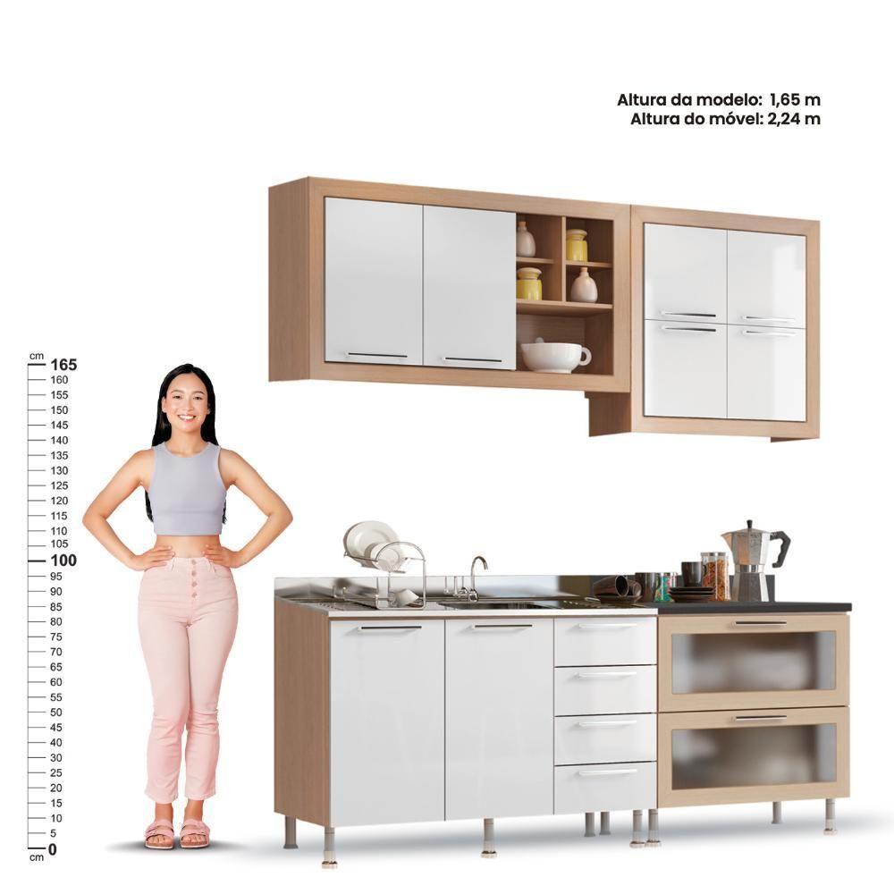 Cozinha Ditália Aspen Sem Tampo Sem Pia Carvalho Branco A58 - 6