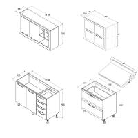 Cozinha Ditália Aspen Sem Tampo Sem Pia Carvalho Branco A58