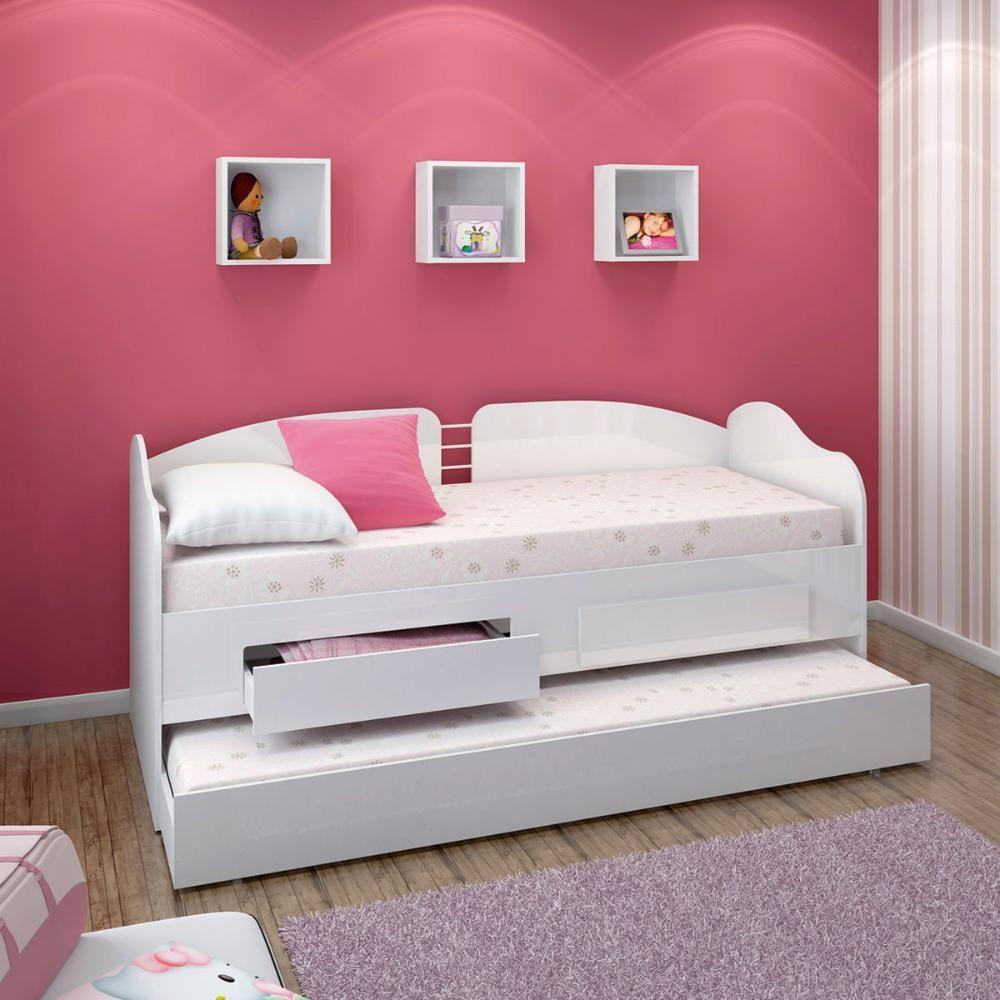 Sofá Cama Solteiro Com Colchões Ditália Cama Auxiliar Cm-08 Branco - 2
