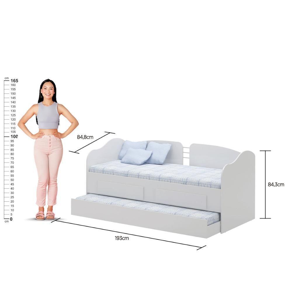 Sofá Cama Solteiro Com Colchões Ditália Cama Auxiliar Cm-08 Branco - 5
