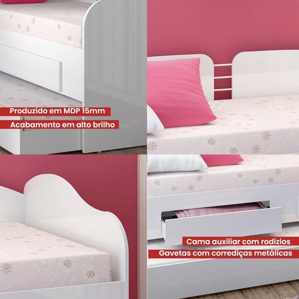 Sofá Cama Solteiro Com Colchões Ditália Cama Auxiliar Cm-08 Branco - 6