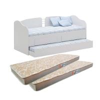 Sofá Cama Solteiro Com Colchões Ditália Cama Auxiliar Cm-08 Branco - 1