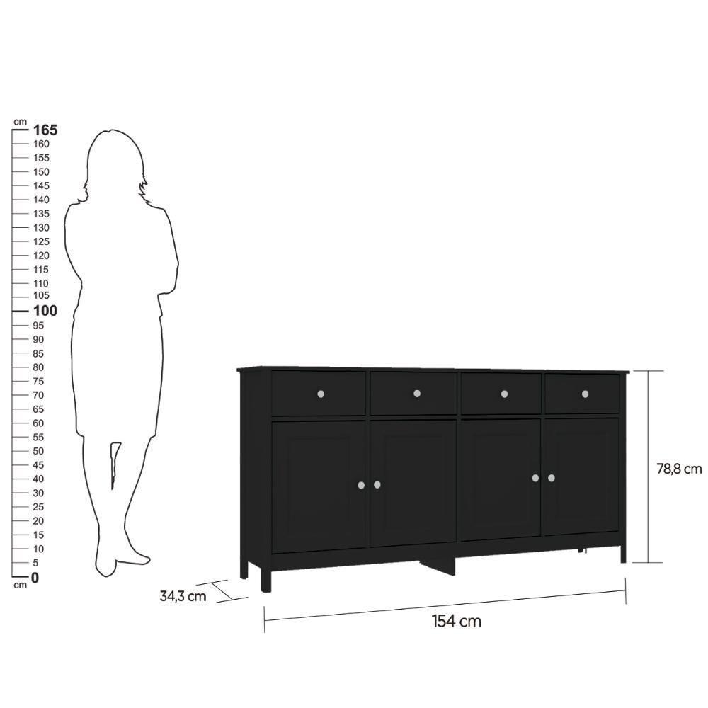 Aparador Buffet Ditália 4 Portas 4 Gavetas R-626 Preto - 3