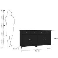 Aparador Buffet Ditália 4 Portas 4 Gavetas R-626 Preto - 3