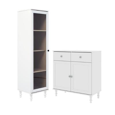 Cristaleira + Aparador Buffet Ditália E-963 + R-629 Branco