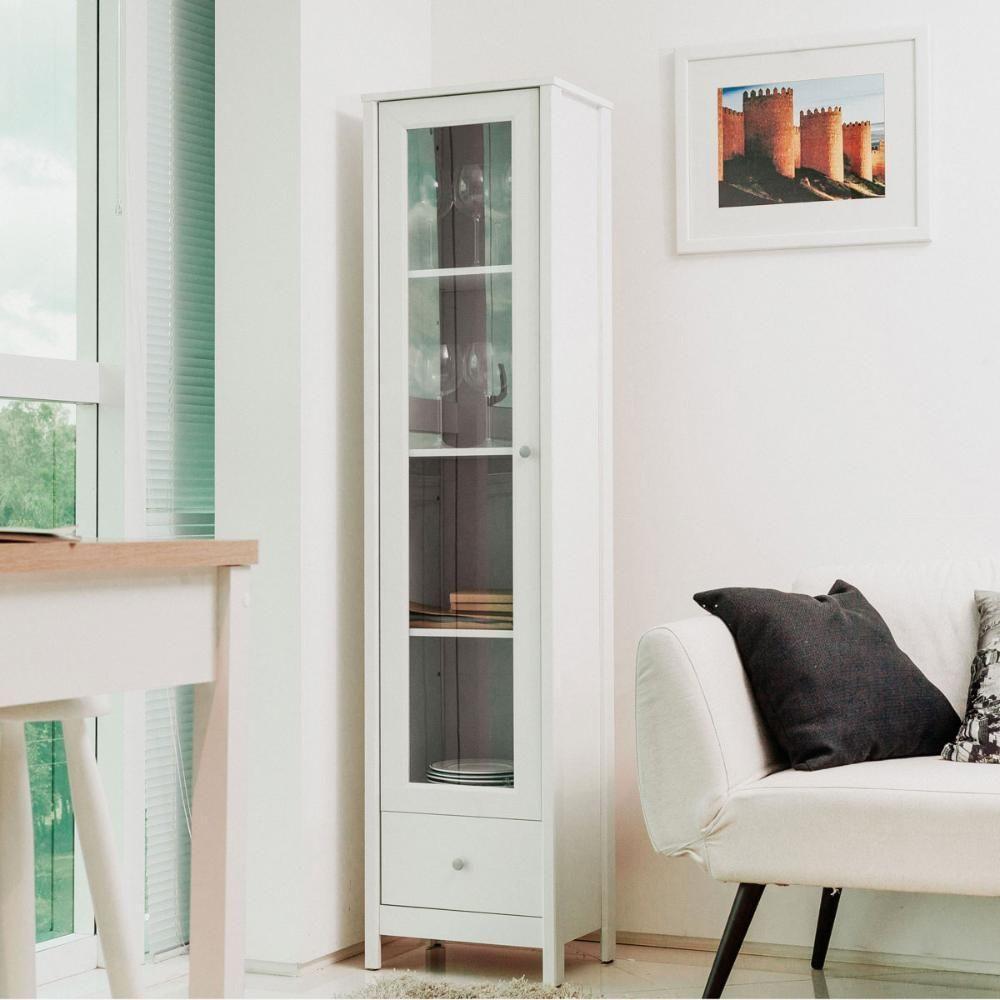 Cristaleira + Aparador Ditália + Kit Luz E-962 + R-626 Branco - 2