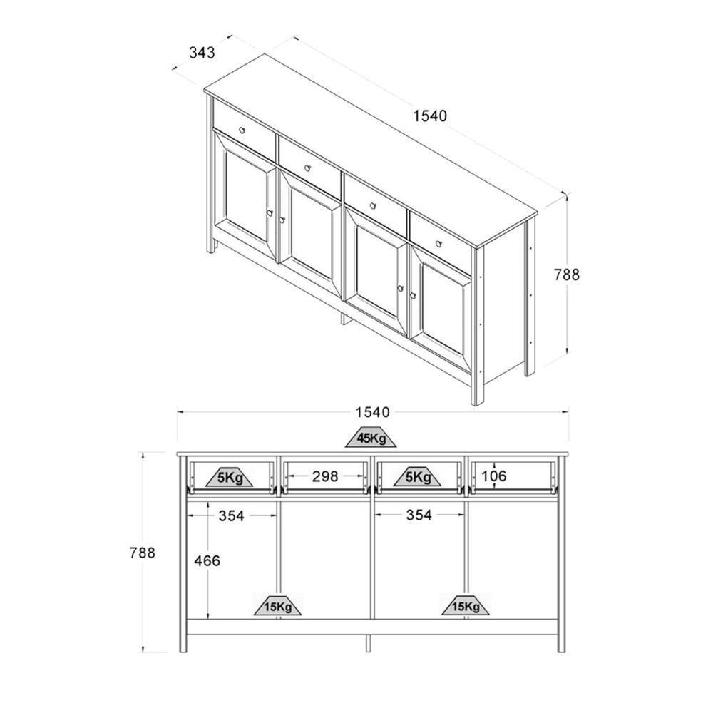 Cristaleira + Aparador Ditália + Kit Luz E-962 + R-626 Branco - 5