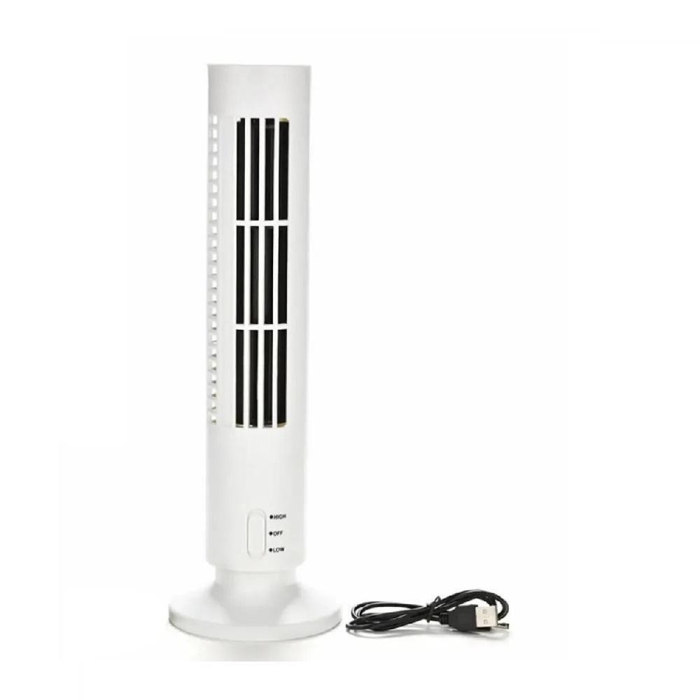 Ventilador De Torre Vertical Portátil Usb Mini Compacto 2 Velocidades Mesa Escritório Branco Bivolt - 1