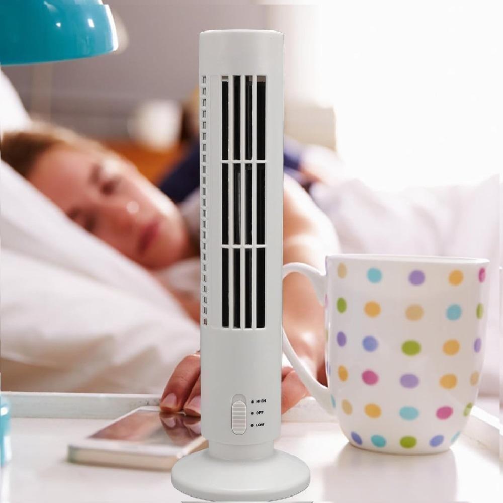 Ventilador De Torre Vertical Portátil Usb Mini Compacto 2 Velocidades Mesa Escritório Branco Bivolt - 2