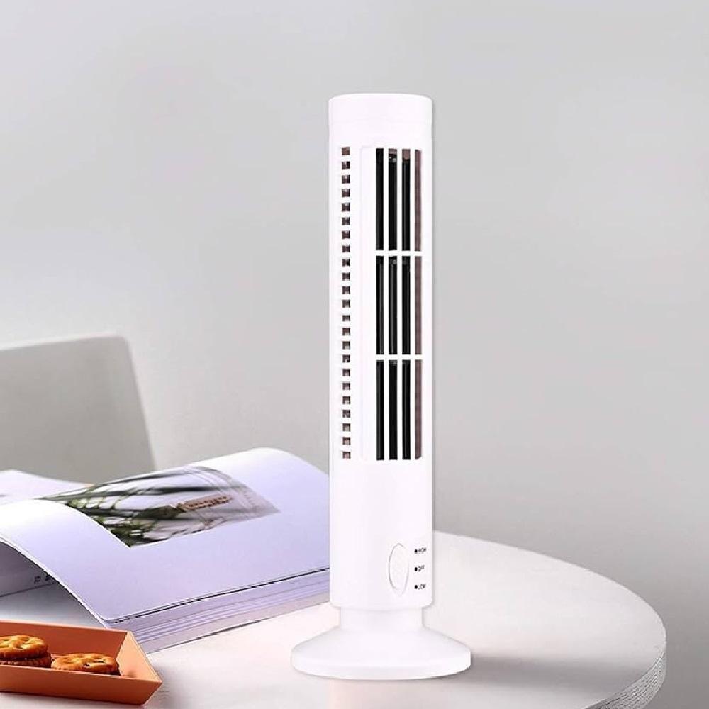 Ventilador De Torre Vertical Portátil Usb Mini Compacto 2 Velocidades Mesa Escritório Branco Bivolt - 4