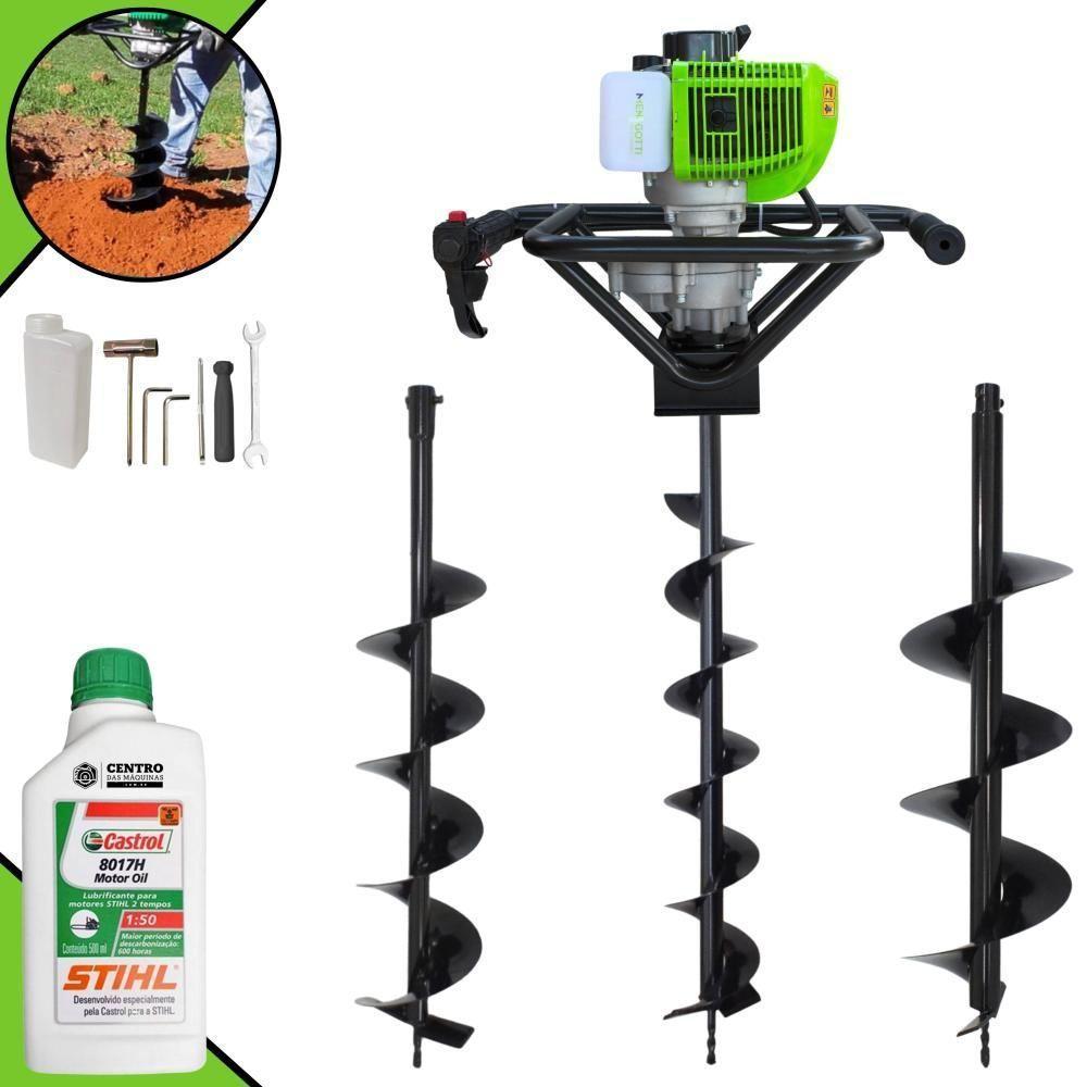 Trado Motorizado + Brocas 80x10 80x15 80x20 + óleo Stihl 2t - 1