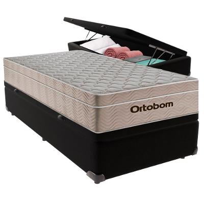 Cama Baú Solteiro Preto+colchão Airtech Molas Ortobom
