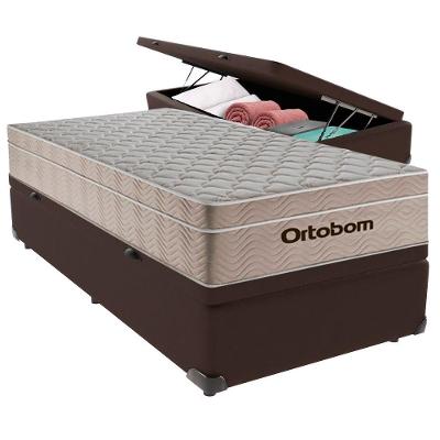 Cama Baú Solteiro Marrom+colchão Airtech Molas Ortobom