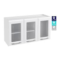 Módulo Cozinha Telasul Topázio Armário  3 Portas c/ Vidro Branco/Preto - 5