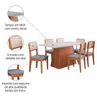 Conjunto Sala De Jantar Mesa 1,60m Trento 6 Cadeiras Santiago Dobuê Madeirado / Cinza