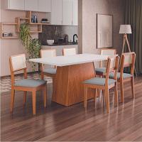 Conjunto Sala De Jantar Mesa 1,60m Trento 6 Cadeiras Santiago Dobuê Madeirado / Cinza - 6