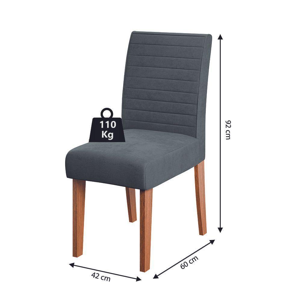 Conjunto De Mesa Sala De Jantar Ripada Santiago 1,80m 6 Cadeiras Creta Dobuê Madeirado Grafite - 4