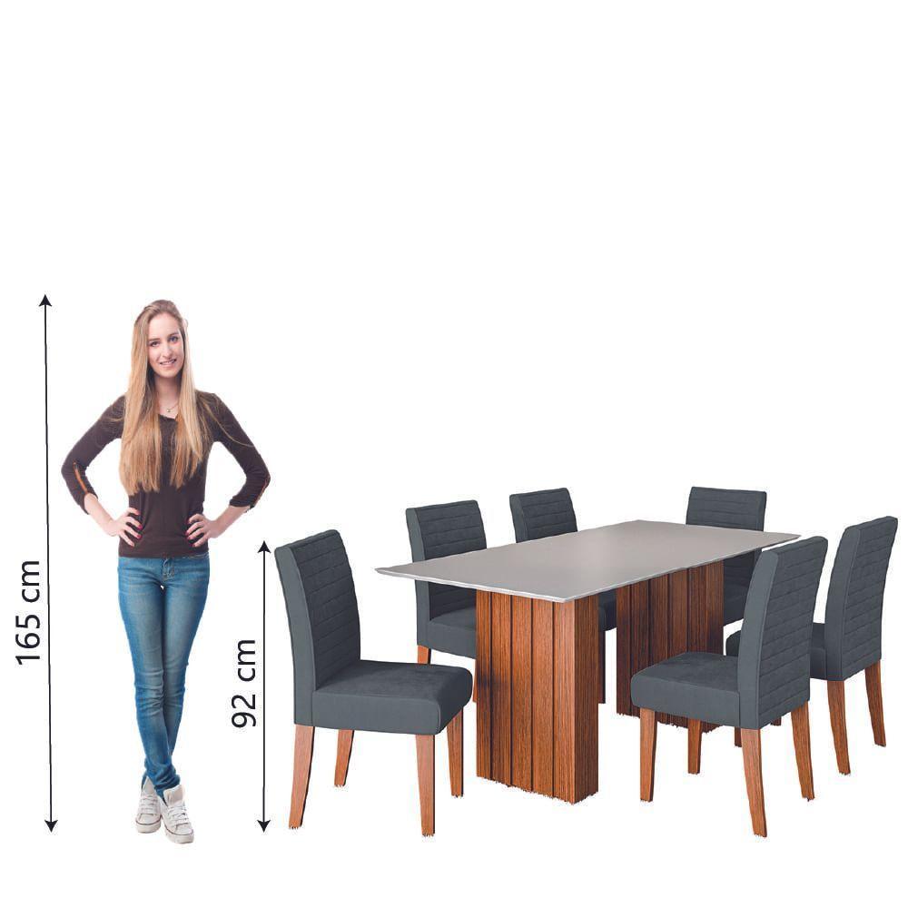 Conjunto De Mesa Sala De Jantar Ripada Santiago 1,80m 6 Cadeiras Creta Dobuê Madeirado Grafite - 7