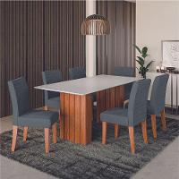 Conjunto De Mesa Sala De Jantar Ripada Santiago 1,80m 6 Cadeiras Creta Dobuê Madeirado Grafite - 2