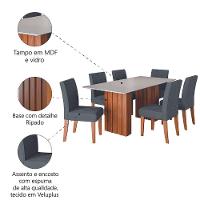 Conjunto De Mesa Sala De Jantar Ripada Santiago 1,80m 6 Cadeiras Creta Dobuê Madeirado Grafite - 5