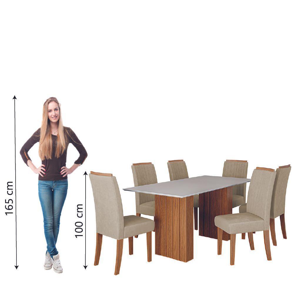 Conjunto De Mesa Sala De Jantar Ripada Santiago 1,80m 6 Cadeiras Grécia Dobuê Madeirado / Bege - 6
