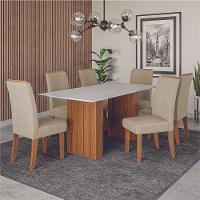 Conjunto De Mesa Sala De Jantar Ripada Santiago 1,80m 6 Cadeiras Grécia Dobuê Madeirado / Bege - 2