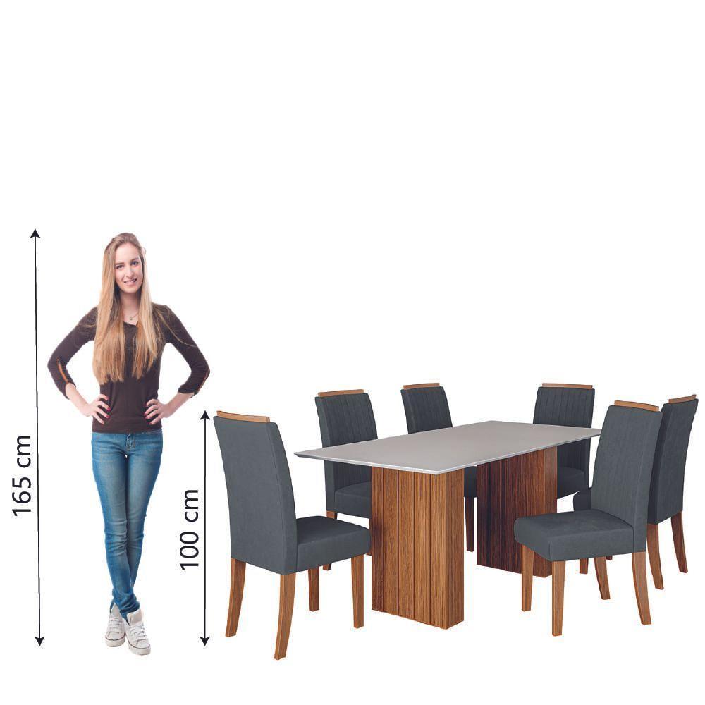 Conjunto De Mesa Sala De Jantar Ripada Santiago 1,80m 6 Cadeiras Grécia Dobuê Madeirado Grafite - 3