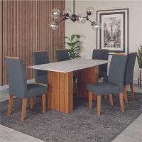 Conjunto De Mesa Sala De Jantar Ripada Santiago 1,80m 6 Cadeiras Grécia Dobuê Madeirado Grafite - 2