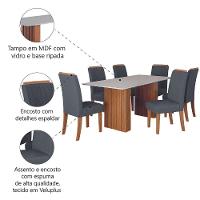 Conjunto De Mesa Sala De Jantar Ripada Santiago 1,80m 6 Cadeiras Grécia Dobuê Madeirado Grafite - 5