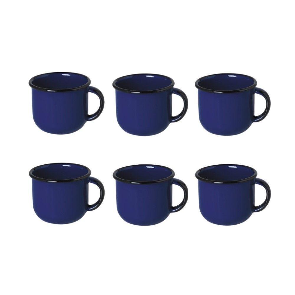 Jogo De Xícara De Cafezinho 06 Peças Esmaltada Azul 120 Ml Ewel - 1