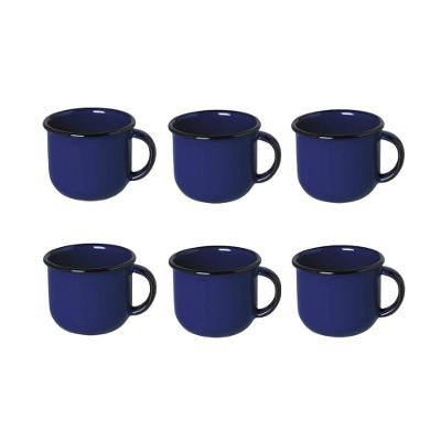 Jogo De Xícara De Cafezinho 06 Peças Esmaltada Azul 120 Ml Ewel