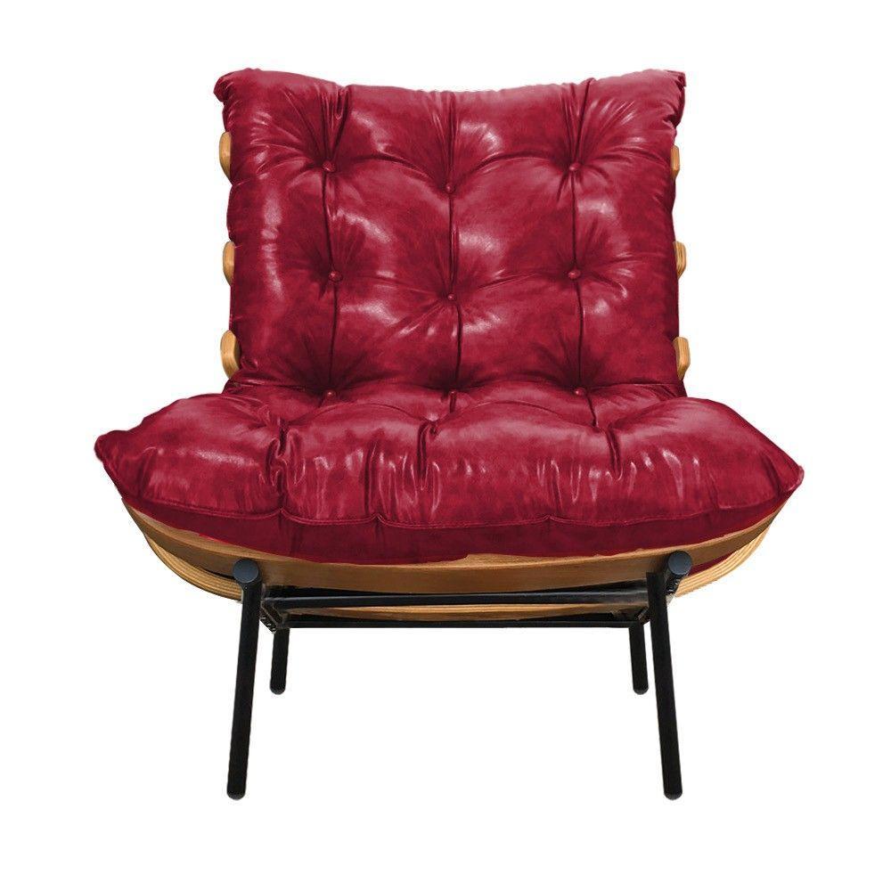 Kit 02 Poltronas Costela Corano Base Metal D´rossi Vermelho - 5