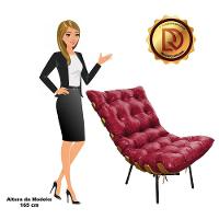 Kit 02 Poltronas Costela Corano Base Metal D´rossi Vermelho - 6