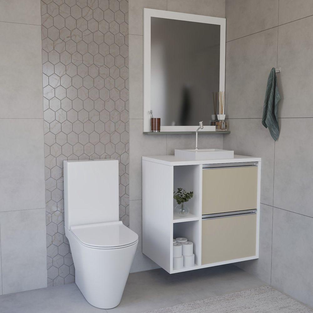 Conjunto Gabinete E Espelhiera Plena Compact 60cm Creme - 1