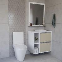 Conjunto Gabinete E Espelhiera Plena Compact 60cm Creme - 1