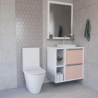 Conjunto Gabinete E Espelhiera Plena Compact 80cm Salmão - 1
