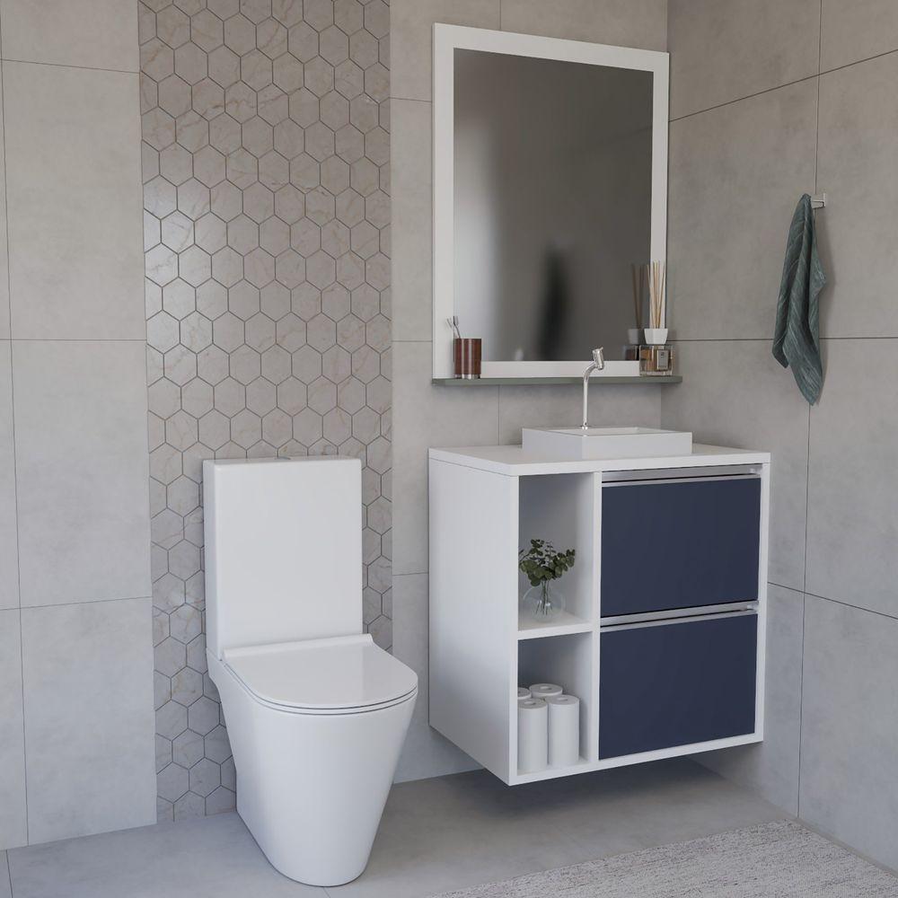 Conjunto Gabinete E Espelhiera Plena Compact 60cm Azul - 1