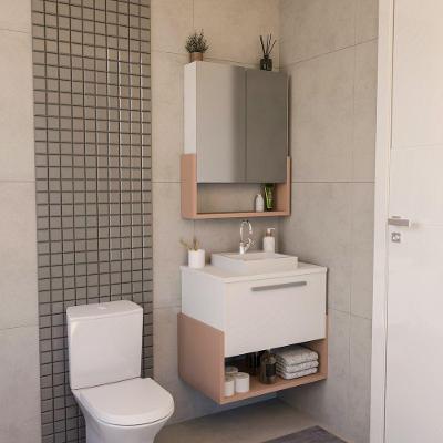 Conjunto Gabinete E Armário Inspira Design 60cm Salmão