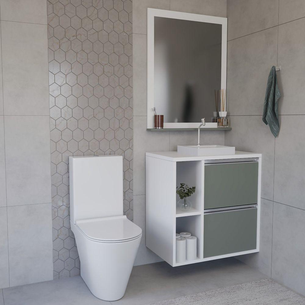 Conjunto Gabinete E Espelhiera Plena Compact 80cm Verde - 1